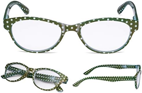 READING GLASSES 4 pack Ladies Polka Dots Cat-Eye Design Glasses for Women Reading
