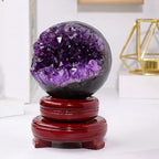 Natural Amethyst Cluster Crystal Ball Raw Stone Amethyst Geode Cornucopia for Meditation Divination Healing Decoration(8-8.5cm)