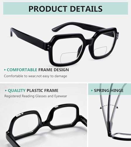 Eyekepper 4-pack Bifocal Reading Glasses for Women Large Frame Bi-focal Readers
