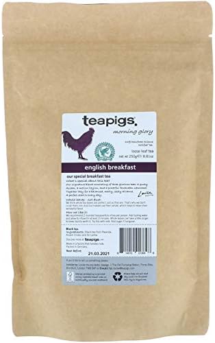 Teapigs English Breakfast Black Loose Tea Made With Whole Tea Leaves, Natural Ingredients, Non-GMO, Bold Morning Flavor – 1 Pack of 250g Loose Tea