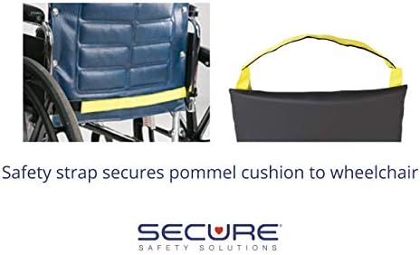Secure Safety Solutions Wedge Pommel Cushion for Wheelchair with Safety Strap & Convex Bottom - Prevents Forward Sliding, Pressure Relief, Improves Positioning, Elderly Fall Prevention