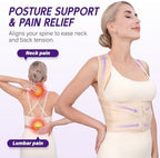 Back Brace Posture Corrector for Women & Men, Adjustable Full Back Support, Shoulder Straightener for Upper & Lower Back Pain Relief-Scoliosis, Hunchback, Waist Trainer (Medium, Beige)