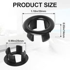 4 Pack Round Hole Trim Overflow Cover, Bathroom Basin Trim Ring Universal Fit Sink Hole Insert in Cap Hollow Ring Triangle for Home/Bathroom/Kitchen (Black)