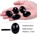 mookaitedecor Oval Shape Thumb Worry Stone Pack of 4, Polished Pocket Palm Gemstone for Anxiety Crystal Therapy Meditation Balancing, Black Obsidian