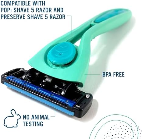 Preserve Shave 5 Five Blade Refillable Razor, Made from Recycled Materials, Neptune Green