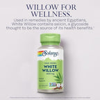 SOLARAY White Willow Bark Capsules 400 mg for Men & Women - Natural Herbal Supplement, White Willow Herb Caps for Wellness Support, Non GMO, Vegan - 100 Veg Caps