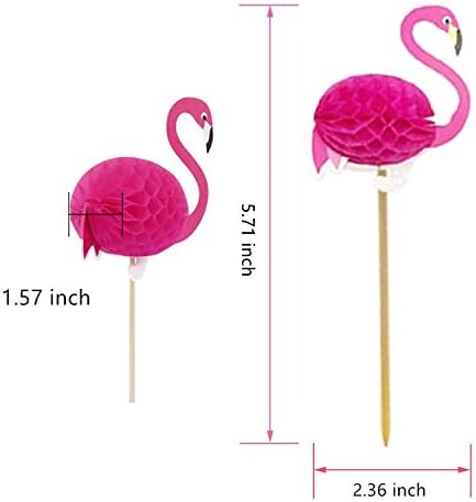 50 Pcs Cupcake Toppers 3D Flamingo Cupcakes Toppers Food Picks Party Cocktail Tropical Cupcake Picks Decoration