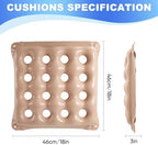 2-Pack Waffle Inflatable Seat Cushions with Pump, 18 Inch Beige 16-Hole Air Cushion for Pressure Relief, Wheelchair, Office Chair, Car Seat & Travel (Beige)