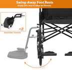 Wheelchair, Folding Transport Wheelchair with Swing-Away Foot Rest and Removable Flip Back Armrests, 18" Wide Seat for Adults Seniors Transfers, 300lbs, Black