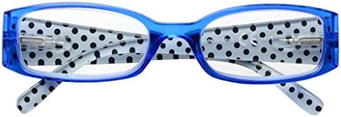 Eyekepper 5-Pack Spring Hinges Polka Dots Patterned Temples Reading Glasses Readers Women Blue +1.75