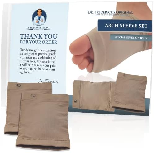 Dr. Frederick's Original Arch Support Sleeves with Gel Cushion — Physician-Designed for Plantar Fasciitis, Heel Pain, Flat Feet & High Arches — Day & Night Wear — Men & Women — W6-10 | M4.5-8 — 2 ct