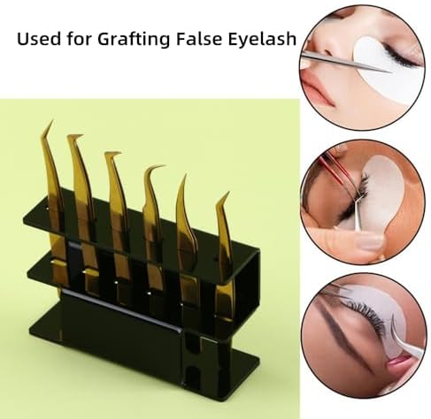 Acrylic Tweezers Holder, 6 Holes Tweezers Stand Display Organizer for Eyelash Extension Supplies Accessories Grafting Beauty Tools (6 Holes Black)