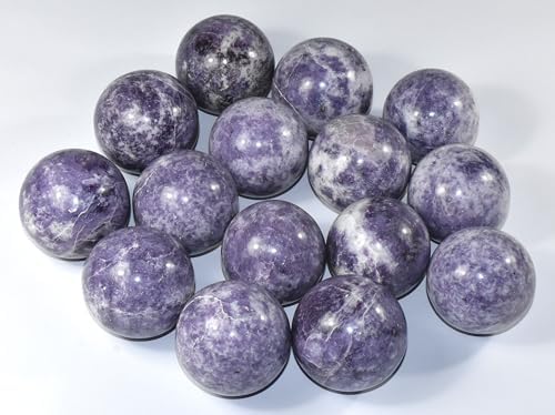 2" Purple Lilac Lepidolite Carved Sphere Polished Natural Lithia Mica Collectible Gemstone Crystal Mineral Ball - Brazil + Stand (1PC)