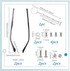 AHANDMAKER Eyeglass Replacement Arm Metal Glasses Replacement Temple Eyewear Frame Temple for Glasses