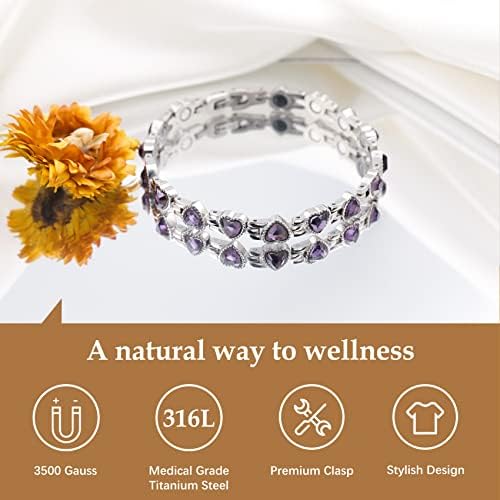 Feraco Magnetic Bracelets for Women, Titanium Steel Magnetic Bracelet with Neodymium Magnets & Sparkling Crystals, Jewelry Gifts