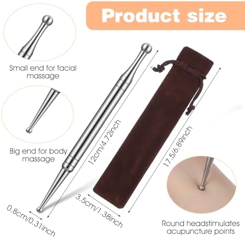 Nogeqi Stainless Steel Acupuncture Pen, Manual Acupressure Pen, Ear Body Point Acupressure Tool, Facial Reflexology Tools for Full Body Deep Tissue Merdian