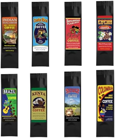 Around the World Coffee Gift Set – 8 Bags -1.5 Ounce ea. – Travel Inspired Tasting Box – Enjoy A World Coffee Tour Gift Pack - Medium Roast