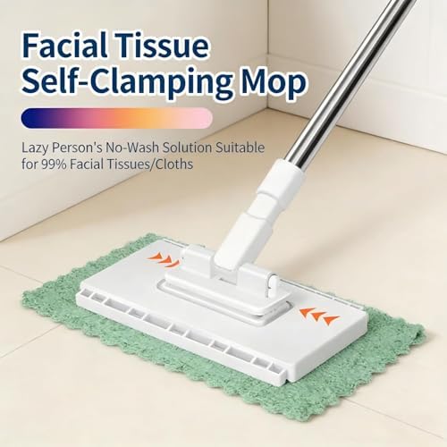 Mini Mop with 5 Magic Cleaning Cloths, 360° Rotating Lazy Mop for Quick Wet & Dry Floor Cleaning, Whole House Lightweight Swob Set