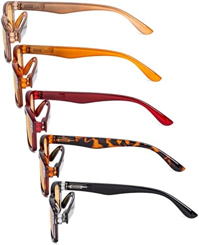 Eyekepper 5 Pack Blue Light Filter Glasses Classic Computer Reading Glasses Amber Tinted +1.50