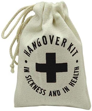 Darling Souvenir Hangover Kit - In Sickness And In Health Printed Party Canvas Favor First Aid Kit Bags for New Year, Christmas, Sports 4 x 6 Inch, 10 Pcs