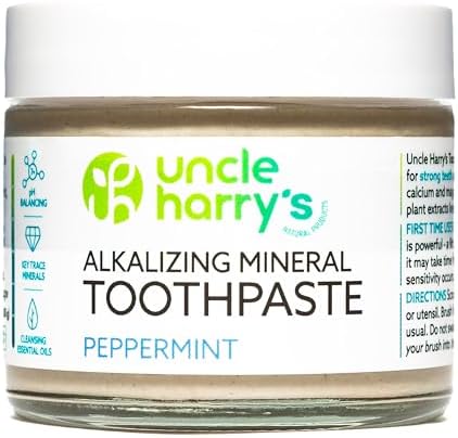 Uncle Harry's Natural & Fluoride-Free Remineralizing Toothpaste - Freshens Breath & Strengthens Enamel - Peppermint, 3 Ounce (Pack of 6)