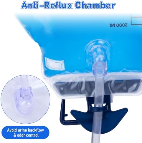 3 Pack 2000ml Sterile Urinary Drainage Bags with Anti-Reflux Chamber, Urine Bag with 48" Drainage Tube for Men and Women, Overnight Bedside Disposable