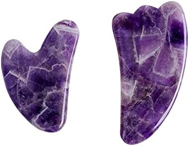 Natural Amethyst Jade Roller Gouache Scraper for Face Gua Sha Massage Tool Set SPA Scraping Stone Facial Lift Up,Type 7