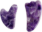 Natural Amethyst Jade Roller Gouache Scraper for Face Gua Sha Massage Tool Set SPA Scraping Stone Facial Lift Up,Type 7