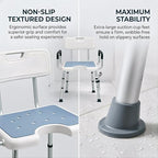 Shower Chair for Inside Shower with Arms and Back HSA/FSA Eligible, 400lbs Capacity Height Adjustable U-Shaped Seat for Seniors Elderly Easy Bathing, 4-in-1 Tool-Free Assembly