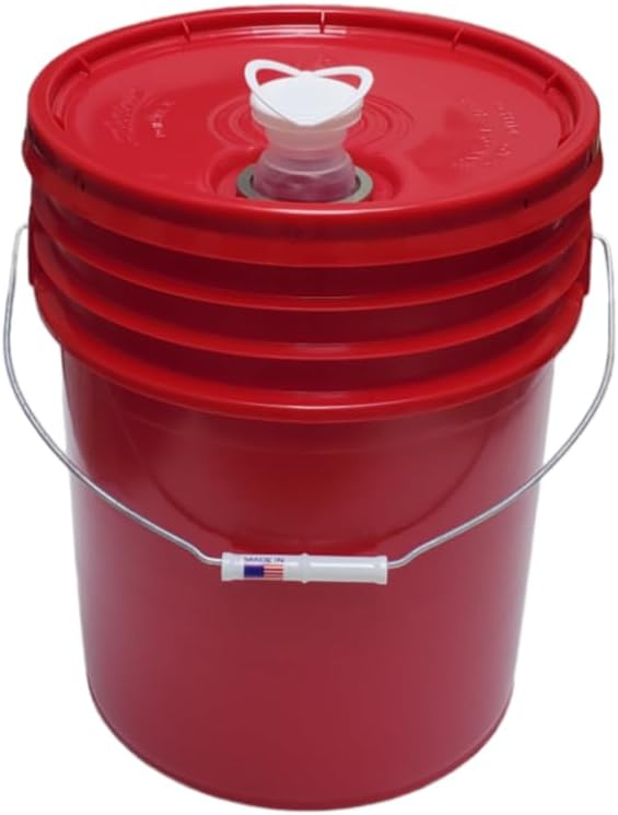 5 Gallon Bucket with Lid & Handle Pour Spout Airtight Food Grade HDPE Pail Storage Container Leak Proof Gamma Seal Premium Quality BPA Free Buckets All Purposes Liquid Contents FDA Compliance (Red)