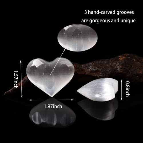 JIC Gem 1.4-1.6" Natural Unique White Selenite Heart Stone Healing Crystal Heart Rock Engraved Heart Decoration Heart Shape Crystal Set of 10 Wholesale Frome Morocco