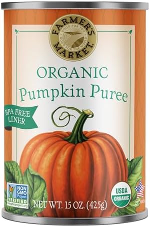 Farmer's Market Foods Canned Organic Pumpkin Puree, 15 Ounce (Pack of 12)