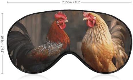 Rooster and Chicken Sleep Mask for Women Men, Soft Eye Mask with Adjustable Strap for Sleeping, Light Blocking Travel Blindfold for Nap Comfortable Eye Cover for Home Office