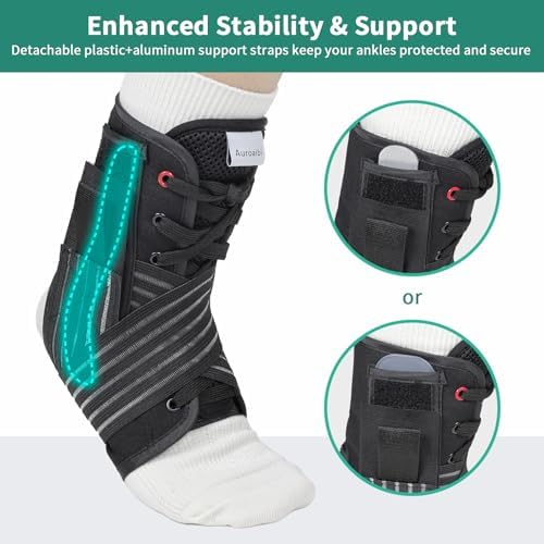 Ankle Brace for Sprained Ankle Lace up Support Brace for Women Men with Side Splints Adjustable Ankles Stabilizer for Injury Recover, Sports, L