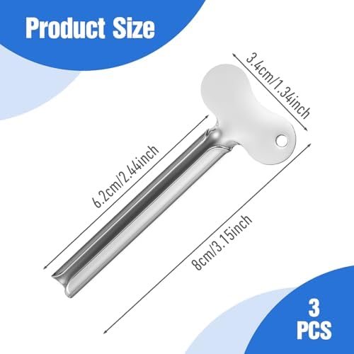 Mabor 3Pcs Toothpaste Tube Squeezer, Stainless Steel Metal Toothpaste Key Squeezer Roller Tube Wringer Dispenser Tools for Paint Cream Cosmetic Hair Dye