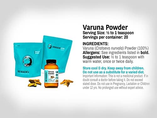 DR WAKDE'S Varuna Powder (Crataeva nurvula) - 100g (3.5oz) | Pure, Raw & Dried Powder | Natural Aroma and Freshness | Fine Powder | Vegan | Premium Grade | Nothing Added, Nothing Removed