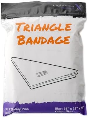Lightning X Triangular Bandage w/Safety Pins | Pack of 20 | Non Woven & Latex Free | Triangle Sling