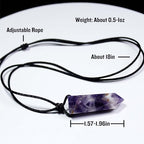 Runyangshi Healing Crystal Pendants, Single Pointed Natural Crystal Quartz Necklace 6 Faceted Chakra Crystal Wand Stone Reiki Energy