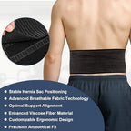 Umbilical Hernia Belt for Men & Women, Abdominal Support Binder with Hernia Support Pad, Adjustable Truss Support, Black, L
