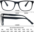 Reading Glasses 1.00 Oversized Large Square Men Readers Black Frame 4 Pack,Comfy Lightweight Eyeglasses for Reading Flexible Spring Hinge