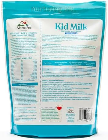 Manna Pro Goat Kid Milk Replacer, High in Protein to Support Growth, Powered by Opti-Gut to Support Gut Health & Digestion, Easy-to-Mix Formula, 4 lbs