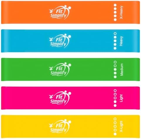 Fit Simplify 10 Inch Resistance Loop Exercise Bands, Set of 5, Assorted Colors