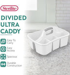 Sterilite 6 Pack Divided Ultra Caddy, Plastic Portable Storage to Hold Bathroom and Cleaning Supplies, White - 5 Large Compartment Organizer