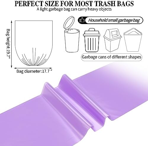 5 Rolls Small Trash Bags - 100 Counts Durable 4 Gallon Small Garbage Bags for home office kitchen Bathroom Bedroom Trash Can liners（Purple）