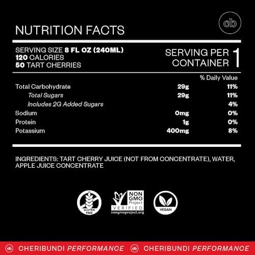 Cheribundi Tart Cherry Juice Original | Tart Cherry Juice Sweetened with Apple Juice | Athletes Recovery Drink | Promotes Restorative Sleep, Muscle Recovery & Boosts Performance | 8 floz (24 Pack)