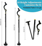 Walking Cane Foldable for Men & Women Seniors for Balance,Self Standing Folding Cane,Height Adjustable Anti-Slip Lightweight Alloy Walking Stick Collapsable for Travel Mobility Aid