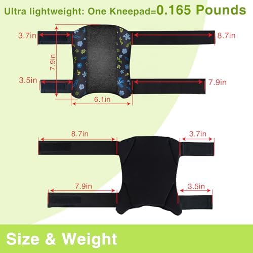 2 Pack Garden Knee Pads for Women, Lightweight Waterproof KneePads for Gardening, Anti Slip Leather Foam Padding Kneeling Pads for Flooring and Carpet Cleaning, House work, Gardening Maintain, Knee Protector, Blue Flower