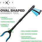 Grabber Tool 19" Aluminum Magnetic Claw, Rotating Lightweight Foldable Reacher Grabber Pickup Tool, Gripper Grabbers for Elderly Grab it Reaching Tool Trash Picker Grabber, Blue, By Luxet