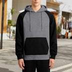 Men's Hoodies Novelty Color Block Pullover Lightweight Casual Long Sleeve Workout Hooded Sweatshirt Fall Sports Coat