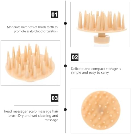 MAGICLULU Silicone Head Scalp Massager Brush 2pcs Set, Soft Foaming Shampoo Brush for Hair Cleaning and Itch Relief, Beige Hair Washing Comb for Women and Men, Wet Dry Use
